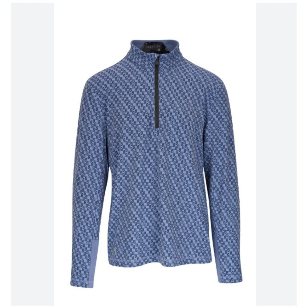 Greyson Wolf Tails Sequoia Quarter Zip Pullover Mens Small Blue Long Sleeve Golf